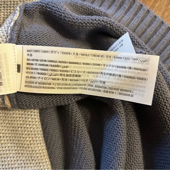 Hollister Cropped Mushroom Floral Sweater Size Small Blue Tan Retro Boho Hippie - Picture 11 of 15